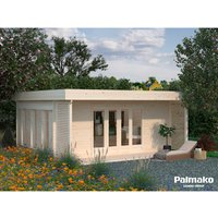 Palmako Gartenhaus Caroline, (Set), 20,2 m², mit Anbaudach und Fußboden im Gartenhaus