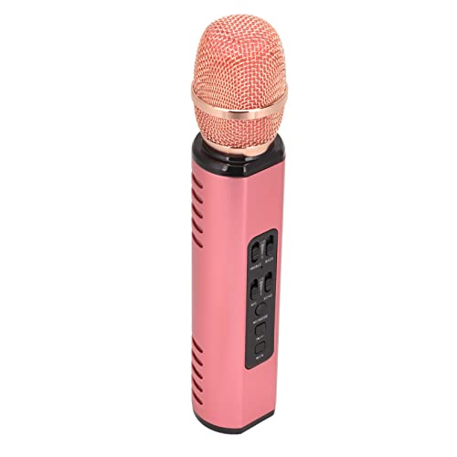 Karaoke-Bluetooth-Mikrofon, K6 Kabelloses Handheld-Mikrofon Tragbares Mikrofon mit Geräuschunterdrückung Lautsprecher-Maschine für Erwachsene Kinder PC-Smartphones(Rosa)