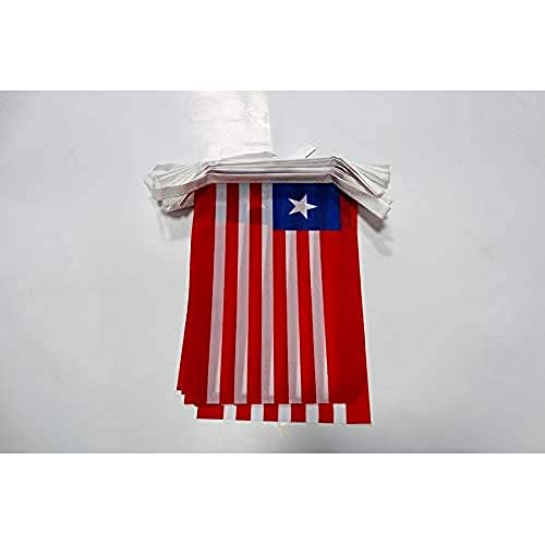 AZ FLAG FAHNENKETTE Liberia 12 Meter mit 20 flaggen 45x30cm- Republik Liberia Girlande Flaggenkette 30 x 45 cm
