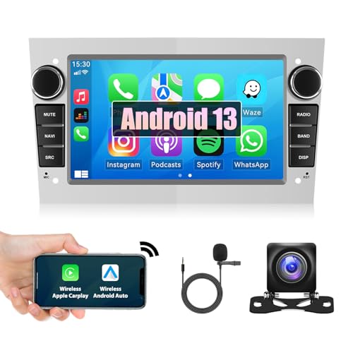 Android 11 Autoradio für Opel Corsa Astra Antara Zafira mit Carplay Android Auto, 7 Zoll Touchscreen Auto Stereo Radio mit Spiegel Link WiFi GPS Bluetooth FM EQ/HI-FI SWC+Rückkamera&MIC