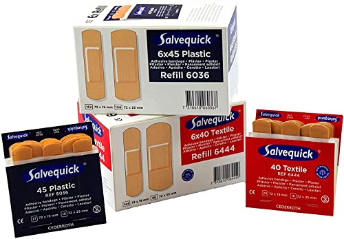 Salvequick®-Refill-Einsätze, Doppelpack FLEXEO-Spar-Set 6xREF6036 Plastic und 6xREF6444 Textil (inkl. Hinweis zur Pflasteranwendung)