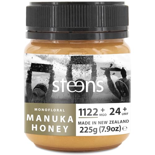 Steens Manuka Honey MGO 1122+ - 225 g rein roher 100% zertifizierter UMF 24+ - über Manuka Honig 1000 MGO - abgefüllt und versiegelt in Neuseeland