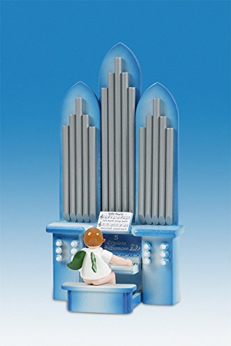 Engelmusikant Orgel mit Engel mit Krone Höhe ca 6 cm NEU Holzengel Weihnachtsengel Erzgebirge Holz
