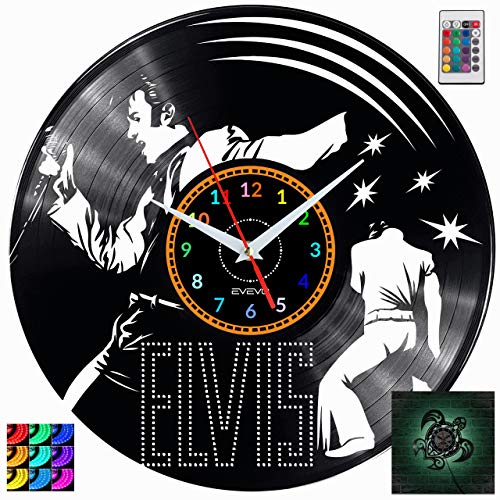 Elvis Presley Wanduhr RGB LED Pilot Wanduhr Vinyl Schallplatte Retro-Uhr Handgefertigt Vintage-Geschenk Style Raum Home Dekorationen Tolles Geschenk Uhr