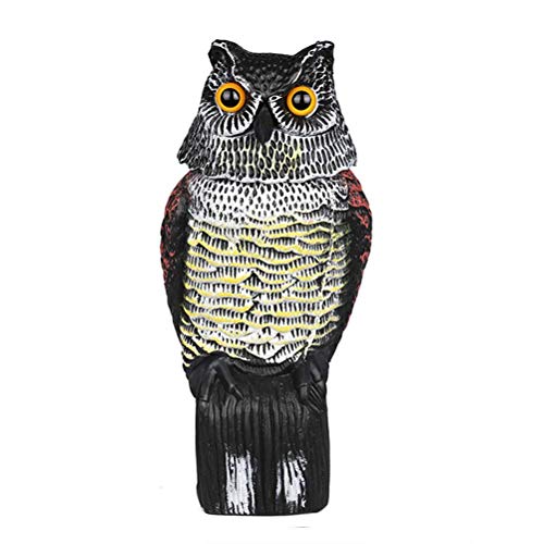 Owl Decoy, rotierende Eulenstatue mit verschiedenen Anrufen, zum Wegfahren von Vögeln, geeignet für Gärten, im Freien