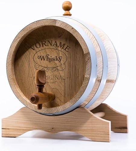 Diamandi Whiskyfass mit Gravur | Eichenholzfass mit Name & Geburtsjahr | 2 Liter Holz-Fass für Whisky-Liebhaber