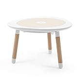 Stokke MuTable, White – Multifunktionaler Kinderspieltisch – Höhenverstellbare Beine – Inklusive Vier doppelseitiger Spielscheiben, einem Puzzle und Einer Tischscheibe aus Naturholz