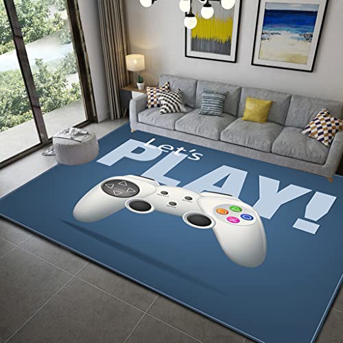 Gamer Game Controller Teppiche Dekor Wohnzimmer Schlafzimmer rutschfeste Fußmatten für Kinder Spielzimmer Fußmatte Gang Bodenmatte Badematten Mädchen Jungen Geschenke (Blau,100x120 cm)