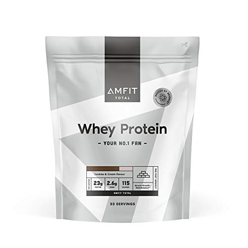 Amazon-Marke: Amfit Nutrition Molkeproteinpulver, Cookies & Cream, 33 Portionen (1er Pack), 1 kg
