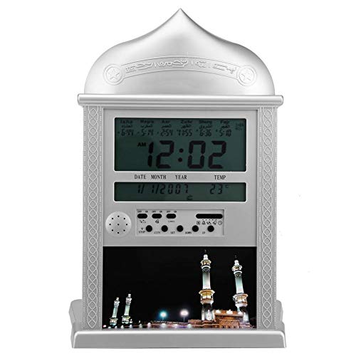 Muslim Islamic Prayer Wanduhr Hintergrundbeleuchtung Athan Wecker Quadrat Uhr Gebetszeiten Wanduhr, Masjid Uhr mit Uhrzeit, Datum, Temperatur für Zuhause, Büro und Moschee