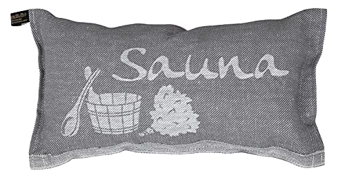 JOKIPIIN | 1 Saunakissen und Reisekissen Sauna, 40 x 22 cm, Leinen/Baumwolle, Made in Finland (grau/weiß)