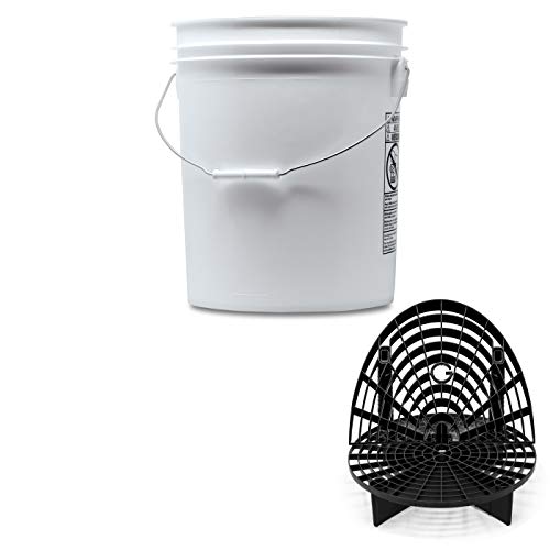 Detailmate professionelles Wasch Eimer Set: Magic Bucket Wascheimer 5 GAL (ca. 20 Liter), GritGuard Schmutz Einsatz schwarz, GritGuard Washboard schwarz