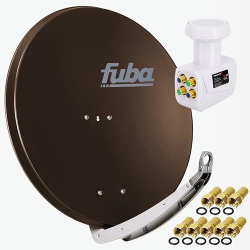 Fuba Premium X Satelliten-Komplettanlage DAA 850 B Satellitenschüssel Alu Braun Quad LNB weiß 8X F-Stecker für 4 Teilnehmer