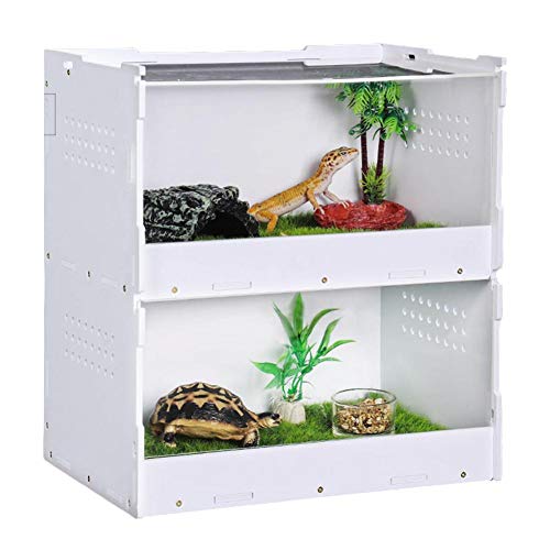 Zweischichtiger Lebensraum für Reptilien-Terrarien, klare Acryl-Fütterungsbox, Reptilien-Zuchtbox mit kleinen Luftlöchern für Raupen von Insektenspinnen-Eidechsen-Frosch-Cricket-Schildkrötenschnecken