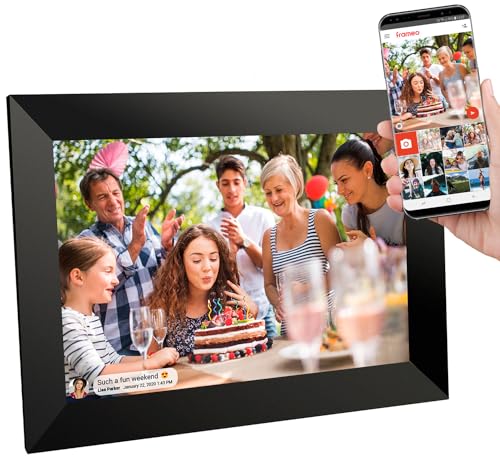 Frameo Digitaler WLAN-Bilderrahmen, 25,7 cm (10,1 Zoll), 1280 x 800 IPS-LCD-Touchscreen, automatische Drehung, Wandmontage, 32 GB Speicher, Fotos / Videos sofort über Frameo-App von überall aus teilen