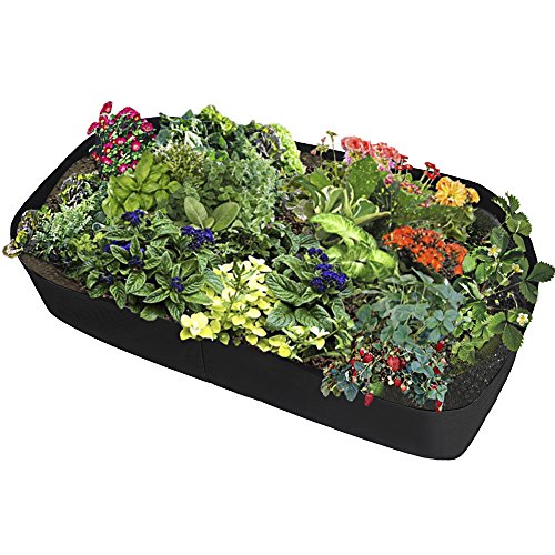 SH Hochbeet aus Stoff, 2 Stück, erhöhtes Pflanzbeet, rechteckig, atmungsaktiv, Pflanzbehälter, Pflanztasche, Übertopf für Kräuter, Blumen, Gemüse, Pflanzen, 90 x 180 cm