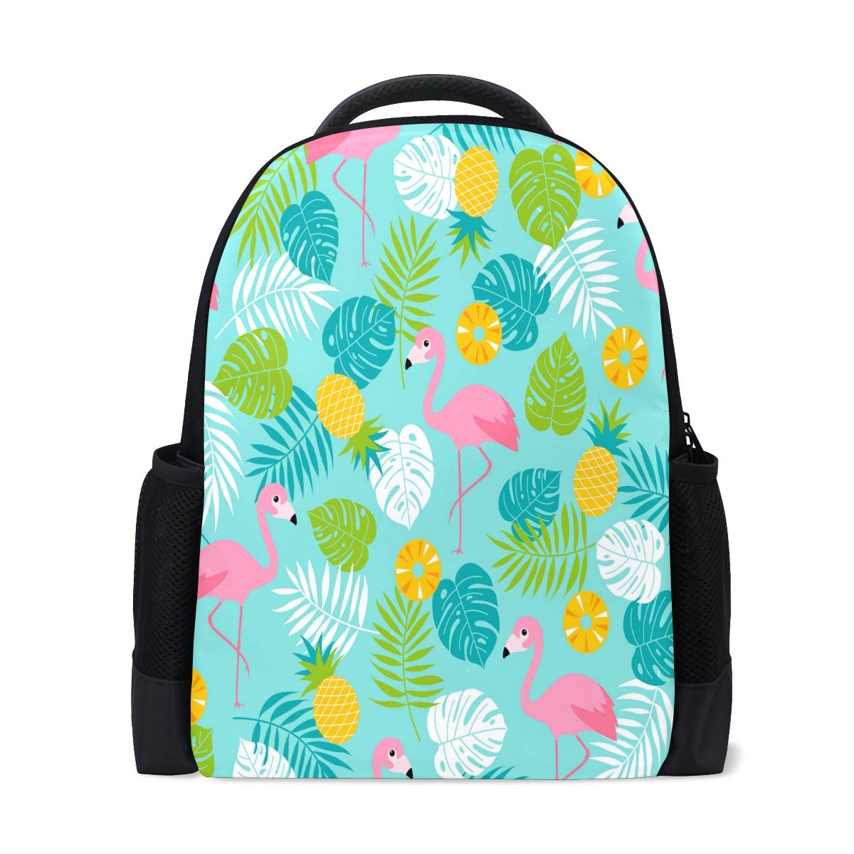 Flamingo Ananas Reise Laptop Rucksack Schule Buch Tasche Tropical Palmblatt Casual Daypack Outdoor Business Wandern Rucksäcke Camping Schultertaschen für Studenten Frauen Herren