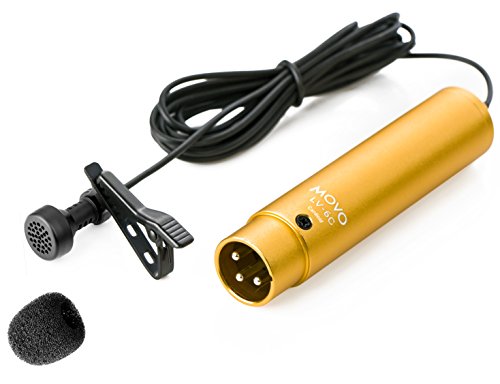 Movo LV-6 Pro Grade Nierencharakteristik XLR Lavalier-Kondensatormikrofon, mit 8,3 mm Mikrofonkapsel, Ansteckclip und Windschutz, 48 V Phantom betrieben