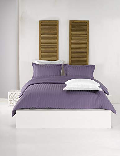De Witte Lietaer Bettwäsche Zygo Bettbezug + 2 Kissenbezüge mit Lenkrad gekämmte Baumwolle Lavendel 240 x 220 cm