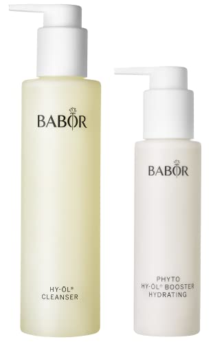 BABOR Reinigungs Set für trockene Haut, mit Hy-Öl Cleanser und Hy-Öl Booster Hydrating Kräuterextrakt, Für porentiefe Reinigung, 2-teilig