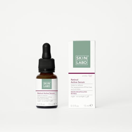 SkinLabo Serum mit Retinol-Aktiv, verbessert den Hautton und das Aussehen von feinen Linien, Anti-Falten-Wirkung, mit mikroverkapseltem Retinol, 15 ml
