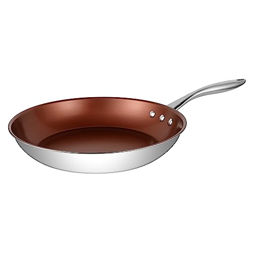 Edelstahl Pfanne Earth by Ozeri mit ETERNA® Antihaftbeschichtung ohne PFOA, induktionsgeeignet, Bronze Interior, (26 cm)