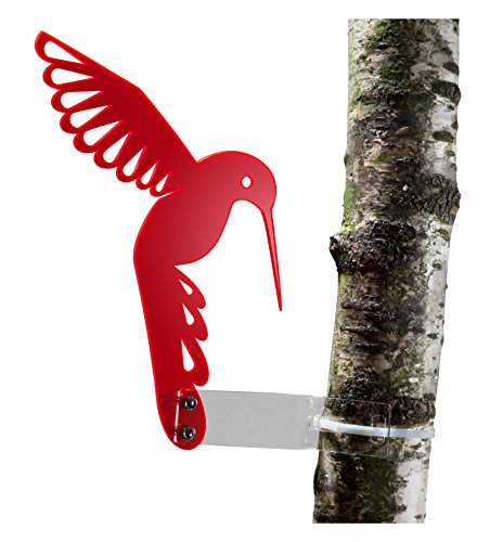 Sonnenfänger „Kolibri“ aus ransparentem Plexiglas (Rot), fluoreszierend -> leuchtende Kanten auch in den Abendstunden, 20 cm Höhe, incl. Montagematerial, Frost- und Witterungsbeständig