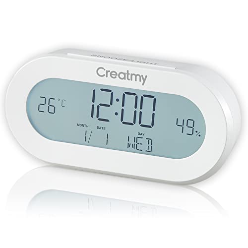 Digitaler Nachttischwecker mit Fleece, Tischuhr mit Hygrometer, Präzisionsthermometer, Feuchtigkeit und Temperatur mit Nachtlicht, großes LCD-Display und Snooze-Funktion