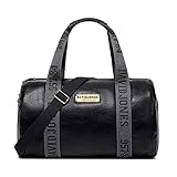 David Jones - Damen Herren Reisetasche Handgepäck Weekender - Duffle Travel Bag PU Leder - Sporttasche Fitness Gym Tasche - Große Kapazität Multifunktionale Schultertasche Umhängetasche - Schwarz