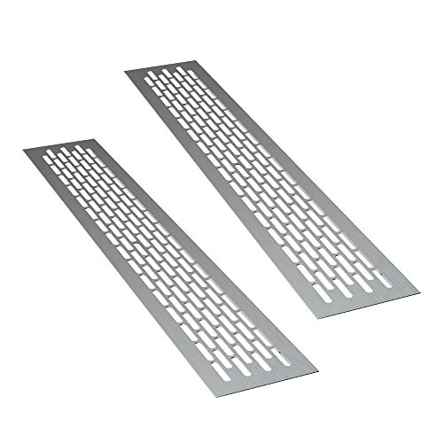 sossai® Aluminium Lüftungsgitter - Alucratis (2 Stück) | Rechteckig - Maße: 80 x 8 cm | Farbe: Aluminium | eloxiert