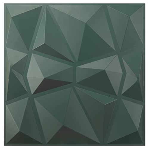 Art3d Texturen, 3D-Wandpaneele, Armeegrün, Diamant-Design, für Innenwanddekoration, 12 Stück, Fliesen, 3 m² (PVC)
