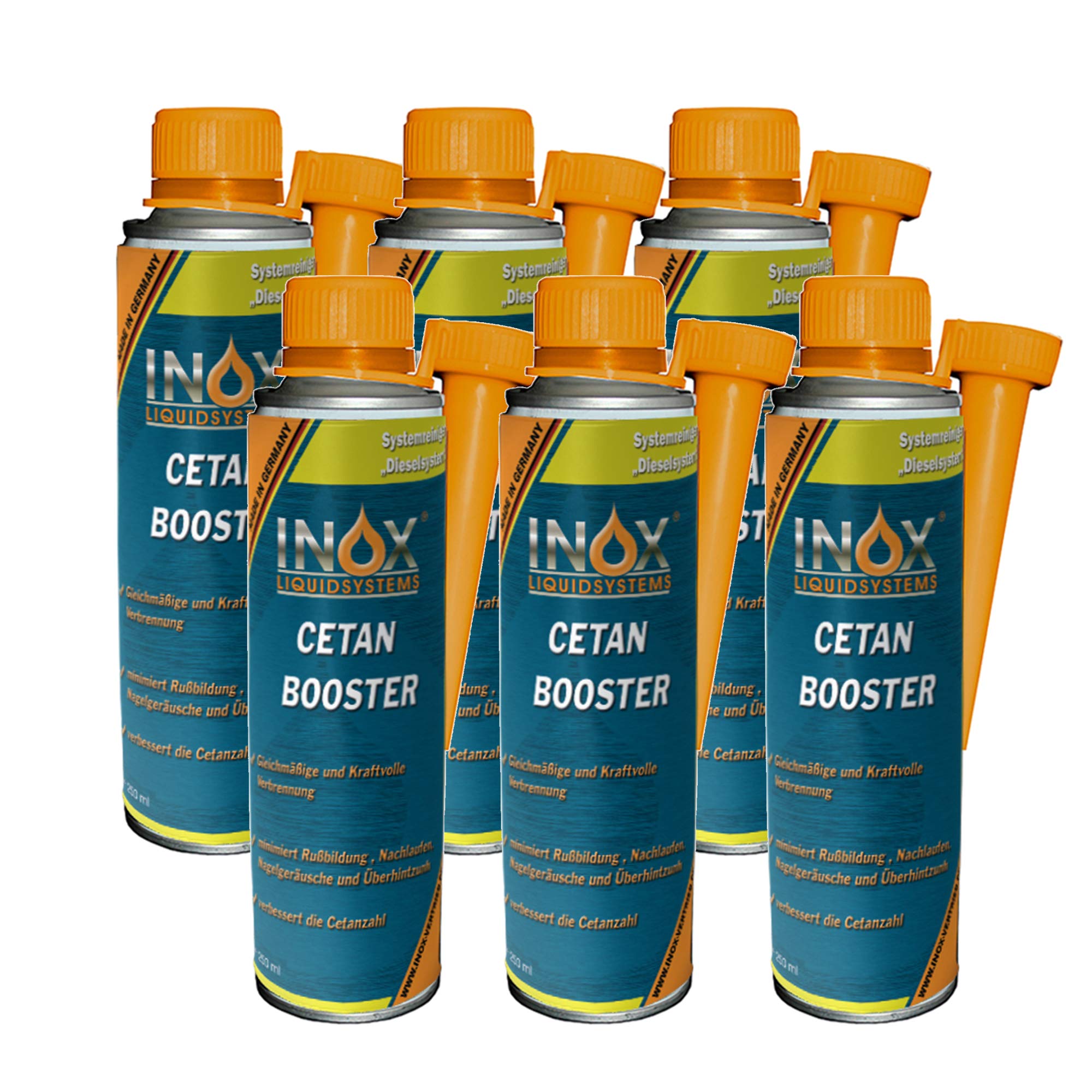 INOX® Cetan Booster Additiv für Dieselmotoren, 6 x 250 ml - Cetanzahlverbesserer Zusatz Dieselmotor