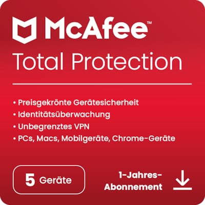 McAfee Total Protection[5 Gerät - 1 Jahr] - Lizenz - Firewall/Security - Chrome OS - 1 Jahre (MTP32MNR5RDACD)