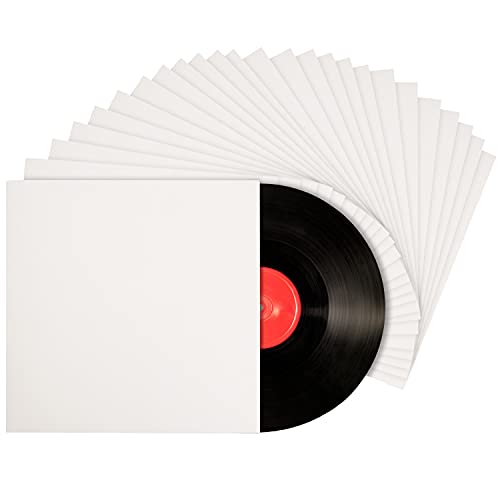 BELLE VOUS Weiße Schallplatten Hüllen Vinyl Hüllen 12 Zoll (25 STK) – LP Hüllen 31x31cm – LP Schutzhülle ohne Innenloch Vinyl Schutzhüllen Säurefrei – Blanko Naturbelassene Plattenhüllen