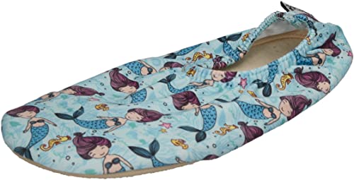 Slipstop Kinder Strandschuhe Anti Rutsch Ballett Schuhe Schwimmschuhe Urlaub Badeschuhe Yoga Pool für Mädchen Meerjungfrau Sirena in Türkis und Lila, Größe 18-20