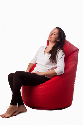 Natalia Spzoo Sitzsack Medium Point aus Kunstleder mit Füllung - Farbenwahl (Rot)