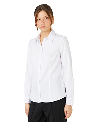 Koton Damen Button Long Sleeve Basic Shirt, White (000), 40 EU