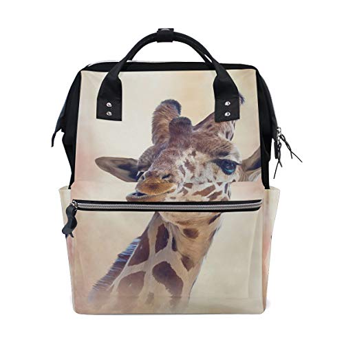 Big Joke Wickelrucksack Afrikanische Giraffe lustige Multifunktions-Wickeltasche mit Reißverschluss lässig stylisch Reise-Rucksäcke für Mama Papa Baby Pflege