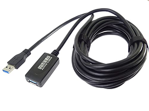 PremiumCord USB 3.0 Verlängerungskabel mit Repeater 5m, Datenkabel SuperSpeed bis zu 5Gbit/s, Ladekabel, USB 3.0 Typ A Buchse auf Stecker, Farbe schwarz, Länge 5m, ku3rep5