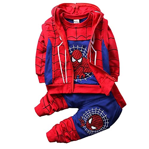 Taenzoess Kinder Bekleidungsset Spiderman Kostüm Jungen Sweatshirt Hose Kapuzenpullover Kinderanzug Baby Junge Kleidung Outfit