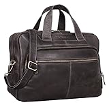 STILORD 'Lias' Umhängetasche Leder Herren Vintage 15,6 Zoll Businesstasche Laptoptasche groß Arbeit Büro Uni Antik Leder, Farbe:dunkel - braun