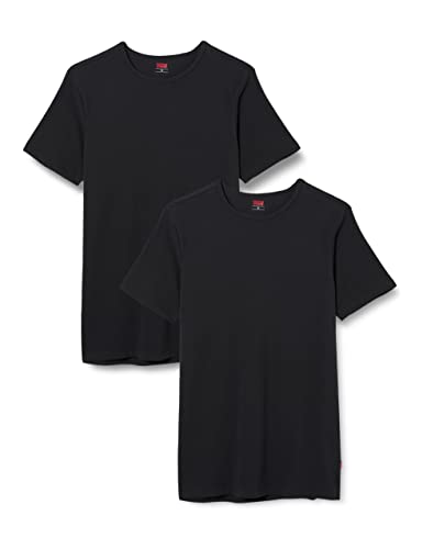 Levi's Herren Levis Men SOLID Crew 2P T-Shirt, Schwarz (Jet Black 884), Large (Herstellergröße: 030) (2er Pack)