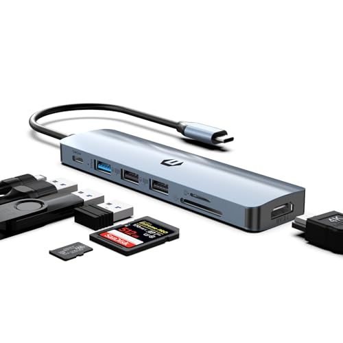 oditton USB C HUB, 7 in 1 USB Dockingstation, 4K HDMI, 100W Power Delivery, USB 3.0 Ports, Dual USB 2.0 Ports, SD/TF Kartenleser, perfekt für iMac, Surface, XPS, Thinkpad, Galaxy und mehr