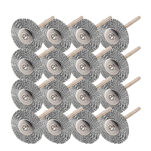 16pcs Edelstahl Drahtrundbürsten Set Kit für Mini Bohrer Rotary Tools Polieren Dremel Bürstenzubehör,Stahl