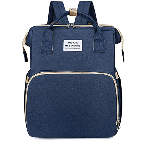 ZESLIV Baby Wickelrucksack Wickeltasche Kinderwagen Organizer Baby Reisebett Große Kapazität Babyrucksack Reiserucksack Flaschenhalter Becherhalter Dunkelblau