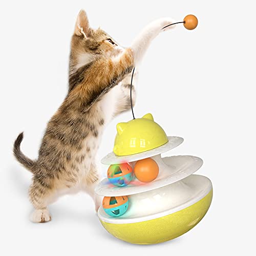 NW Shaking Turntable Katzenspielzeug, erhöht das körperliche Training, verbessert den IQ-Katzenminze, lindert Angstinteragiert mit Host Pet Product Pet Toy (Gelb)
