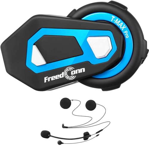 Motorrad Intercom für 6 Fahrer Gruppe Intercom, FreedConn T-Max Helm Bluetooth Headset für Motorrad Skifahren (1000m Reichweite, Wasserdicht, FM Radio, Voice Prompt, (1er Set)