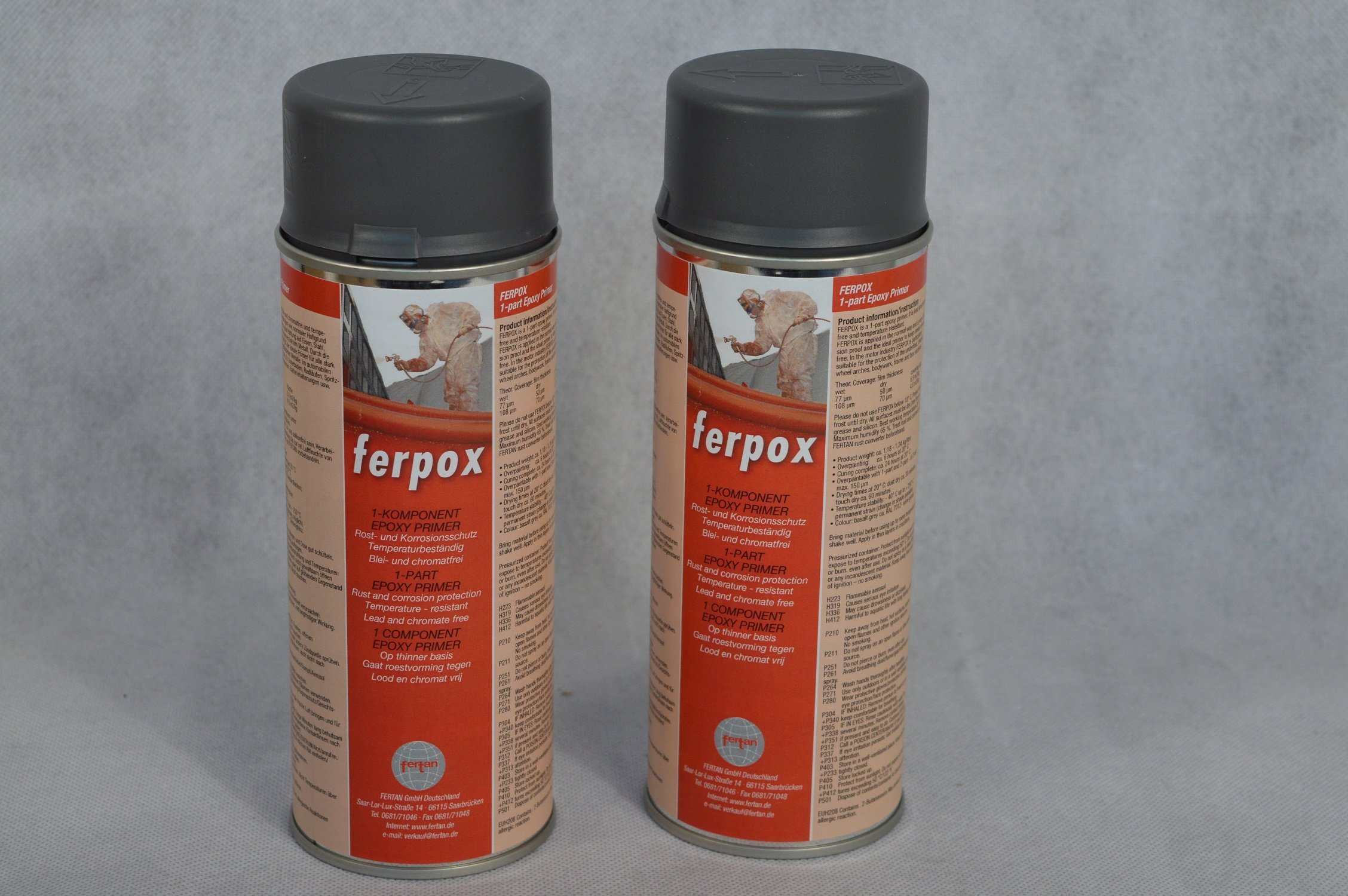 2 X FERTAN Ferpox 1-Komponent Epoxy Primer 400 ml Sprühdose KFZ PKW Restaurieren Werterhalten
