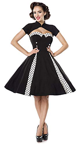 Belsira Vintage-Kleid mit Bolero Mittellanges Kleid schwarz/weiß XXL