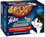 FELIX Katzennassfutter Sensations Saucen Geschmacksvielfalt vom Land, 6er Pack (6 x 12 x 85g)